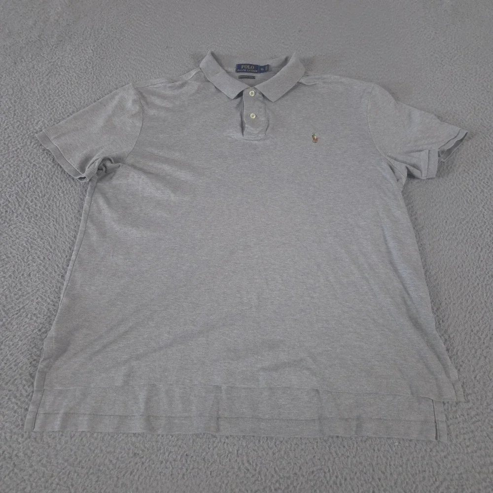 Polo Ralph Lauren Polo Shirt Mens XL Grey Pima Soft Touch Short Sleeve‎ Cotton